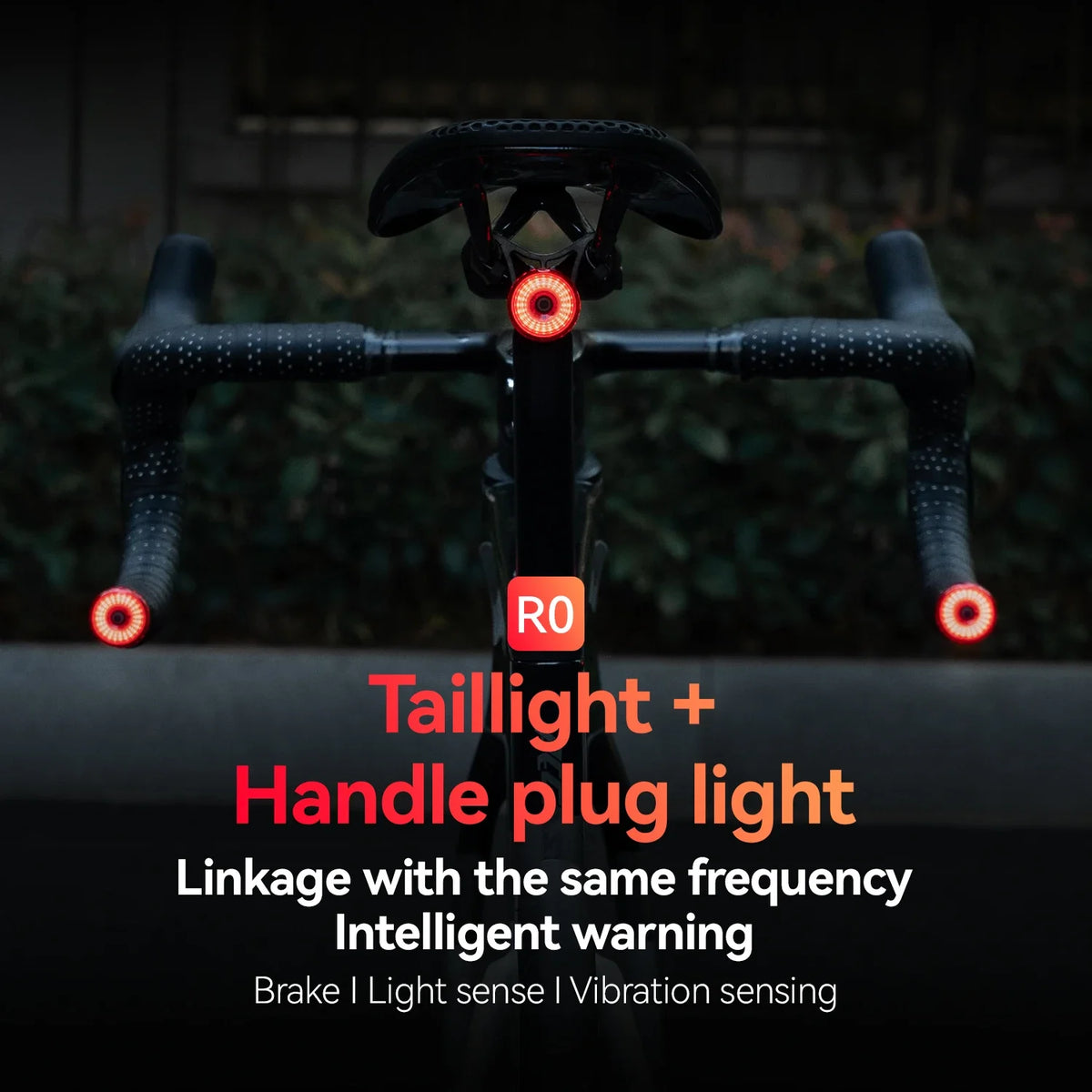 ROCKBROS Bicycle Handlebar End Lights IPX6 Bike Rear Light 5 modes Bike Lamp Intelligent Brake Sensor Safety Night Riding