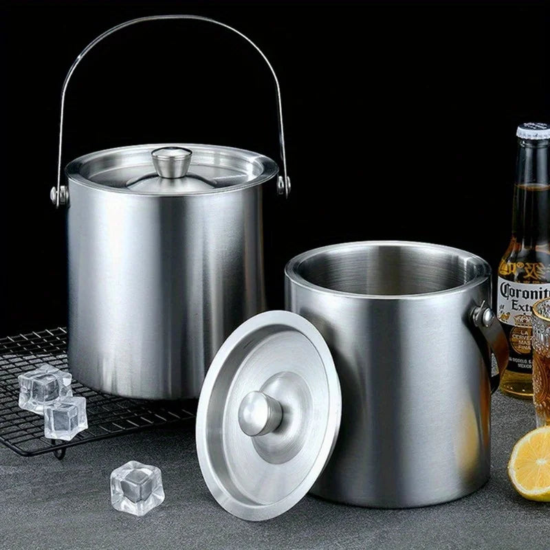 1.6L/2L/3L Stainless Steel Insulated Ice Bucket Wine Beer Champagne KTV Party Cooler