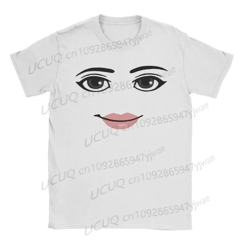 Y2k Anime Robot Robloxs Face Graphic Cotton T-Shirt Funny Men Women Clothes Tee Shirt  Hombre Unisex High Quality Cosplay Tops