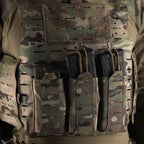 Triple Mag Pouch 5.56/7.62mm Lightweight Open Top Elastic MOLLE Mount Multi Caliber Field Use Hunting Vest Waist Gear Carrier