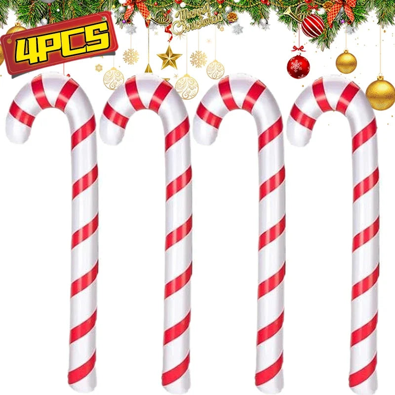 1/10PCS Inflatable Christmas Candy Cane Xmas Candy Cane Balloons Xmas Tree Hanging Ornament New Year Party Decor Christmas Gift