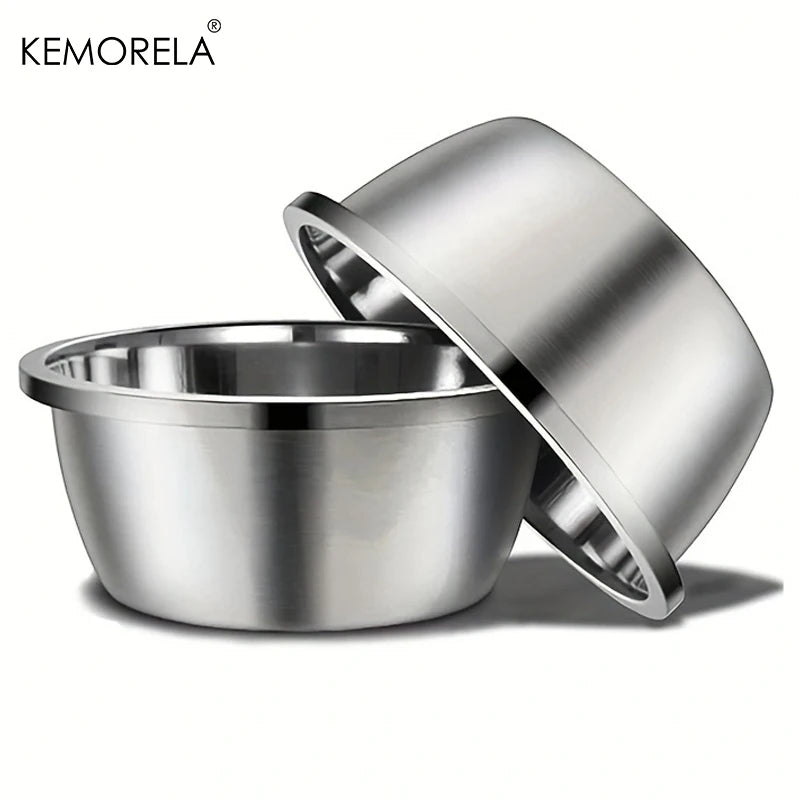 Stainless Steel Dog Bowl Thick Smooth Metal Food & Water Dish, 18-30cm