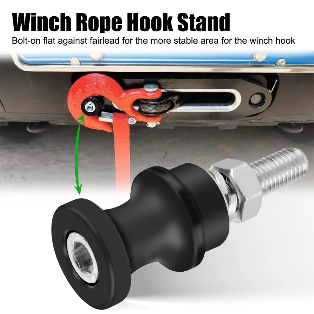 Half-Linked Winch Hook For 3/8 1/2 Clevis Slip Aluminum Alloy Car Winch Rope Hook Stand Steel 10" Bolt Mount Black