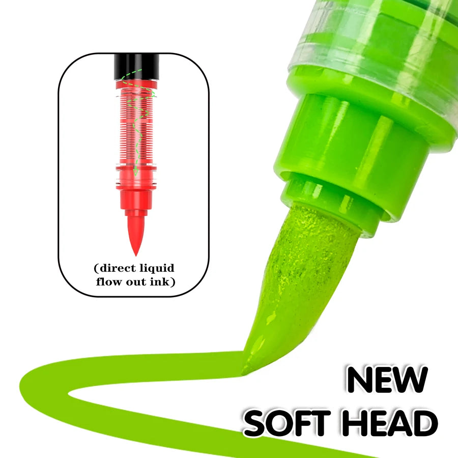 Acrylic Paint Soft Brush Markers Set, Soft Brush Tip Paint Pens and Paint Markers, Acrylic Paint Pens for Wood, Stone, Canvas