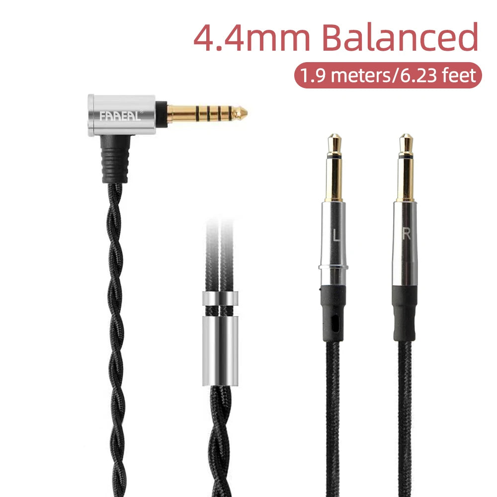 FAAEAL Replacement Cable 3.5/2.5/4.4mm Upgrade Wire For Hifiman SUNDARA Ananda HE4XX HE400SE Denon AH-D600 SONY MDR Z1R Headsets