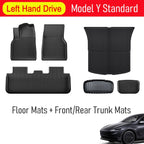Tesla Model Y Standard 2025-2026 TPE trunk mat set, rear cargo + frunk options