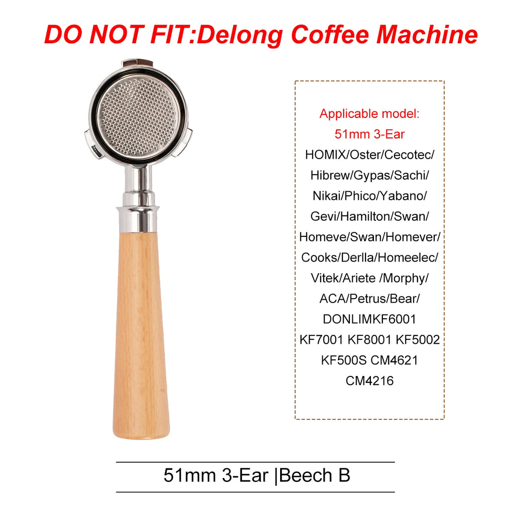 51mm Coffee Bottomless Portafilter With Filter Basket For Homix H11 Oster Cecotec Hibrew Espresso Machine Handle Cafe Tools