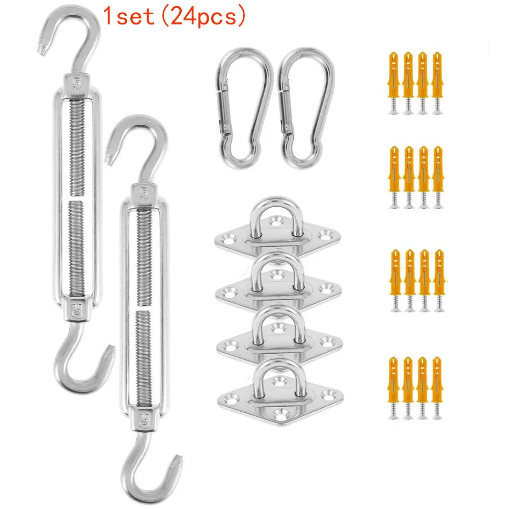 Stainless Steel Shade Sail Hardware Kit Heavy Duty Attachment Set 24pcs, 48pcs or 96pcs