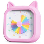 Kids Visual Timer 60 Minute Countdown Study Clock, Silent Mechanical Rainbow Disk, Pink/Green