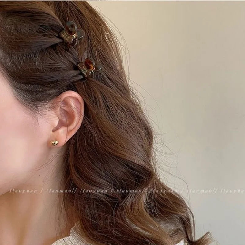 2Pcs/Set Mini 2cm Acetate Small Hair Claw Side Pins Acetate Hair Crabs for Girls Cute Hairpin Clips Women Hair Accessories
