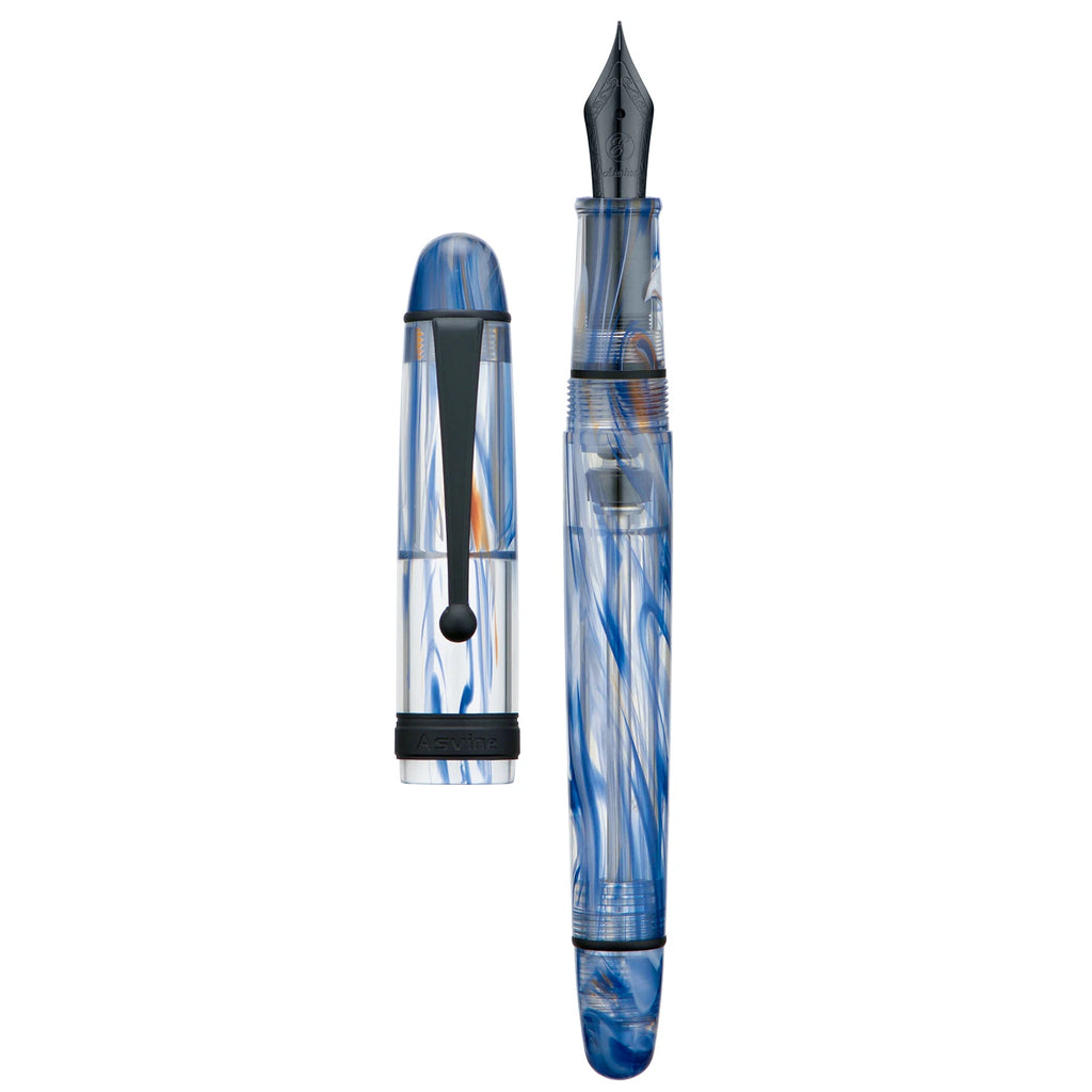 Asvine V126 Vacuum Filling Fountain Pen EF/F/M/ Stub 1.1 Nib, Transparent Brown/ Matte Gray, White Acrylic Writing Gift Set