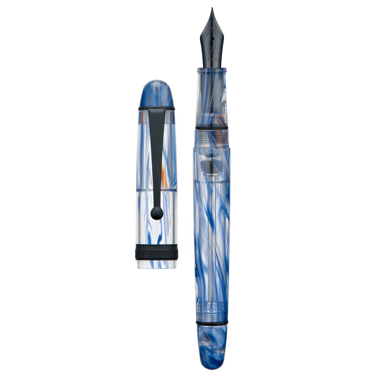 Asvine V126 Vacuum Filling Fountain Pen EF/F/M/ Stub 1.1 Nib, Transparent Brown/ Matte Gray, White Acrylic Writing Gift Set