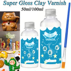 1pc 50/100ml Super Gloss Clay Varnish Nom Toxic Scratch Resistant Air-dried Clay Glaze With Brush For Ceramic Wood Acrylic Paint