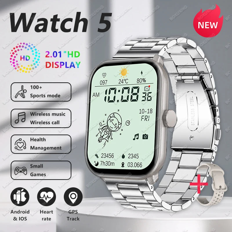 2026GPS Track Smart Watch 2.01-Inch Ultra HD AMOLED Screen IP68 Waterproof Sports Heart Rate Monitor Bluetooth Call Smartwatches
