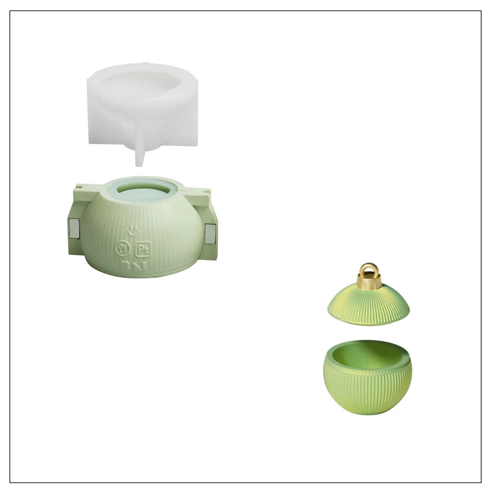 Christmas Bauble Candle Jar Silicone Mold, Reusable for Concrete Jesmonite Cement, Large/Small