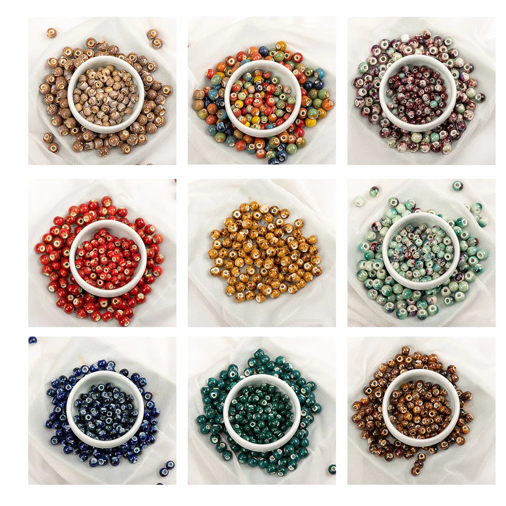 6# 8# 100pcs China Ceramic Colorful Beads Bandmade Procelain Bead For Jewelry Making #A507C