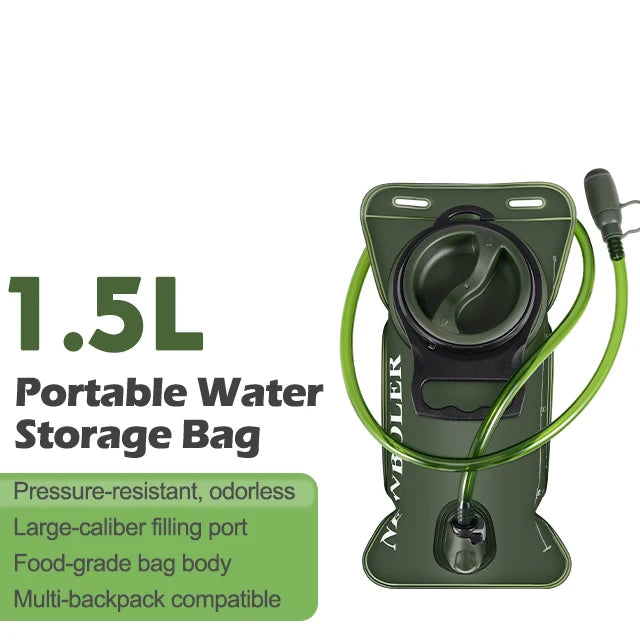 NEWBOLER Hydration Water Bladder Reservoir Bag, PEVA, 1.5L 2L 3L, Transparent/Grey