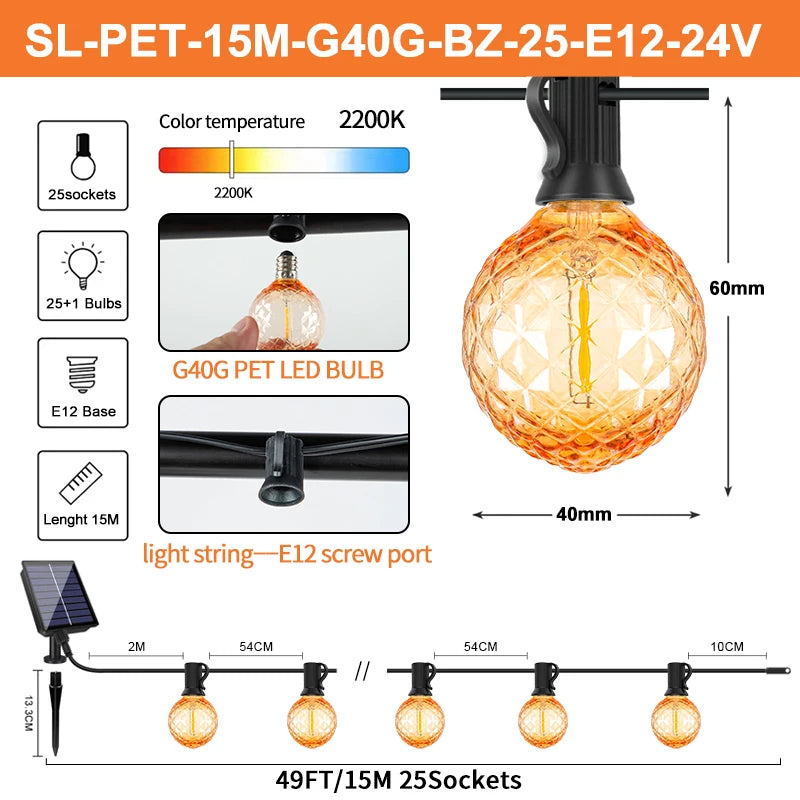 15m Cable 25 Bulbs