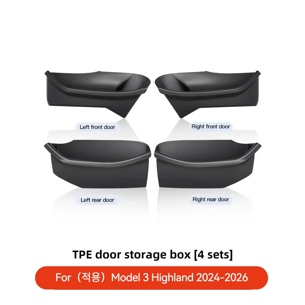 YZ For Tesla Model 3/Y/YL Juniper Highland Door Side Storage Box Full-Cover Front and Rear Interior Storage Box Accessories