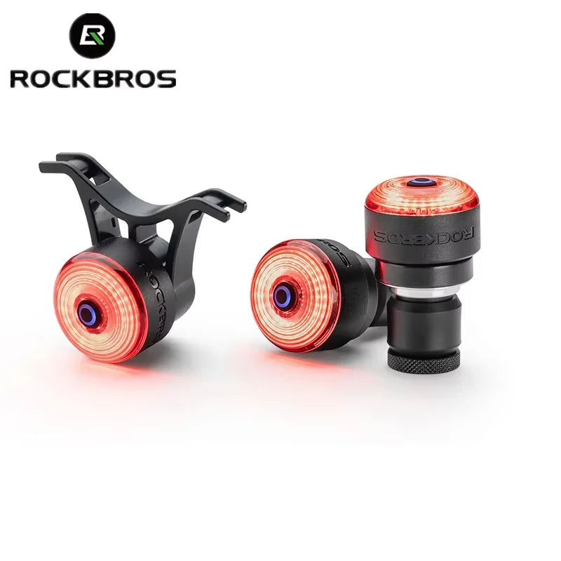 ROCKBROS Bicycle Handlebar End Lights IPX6 Bike Rear Light 5 modes Bike Lamp Intelligent Brake Sensor Safety Night Riding