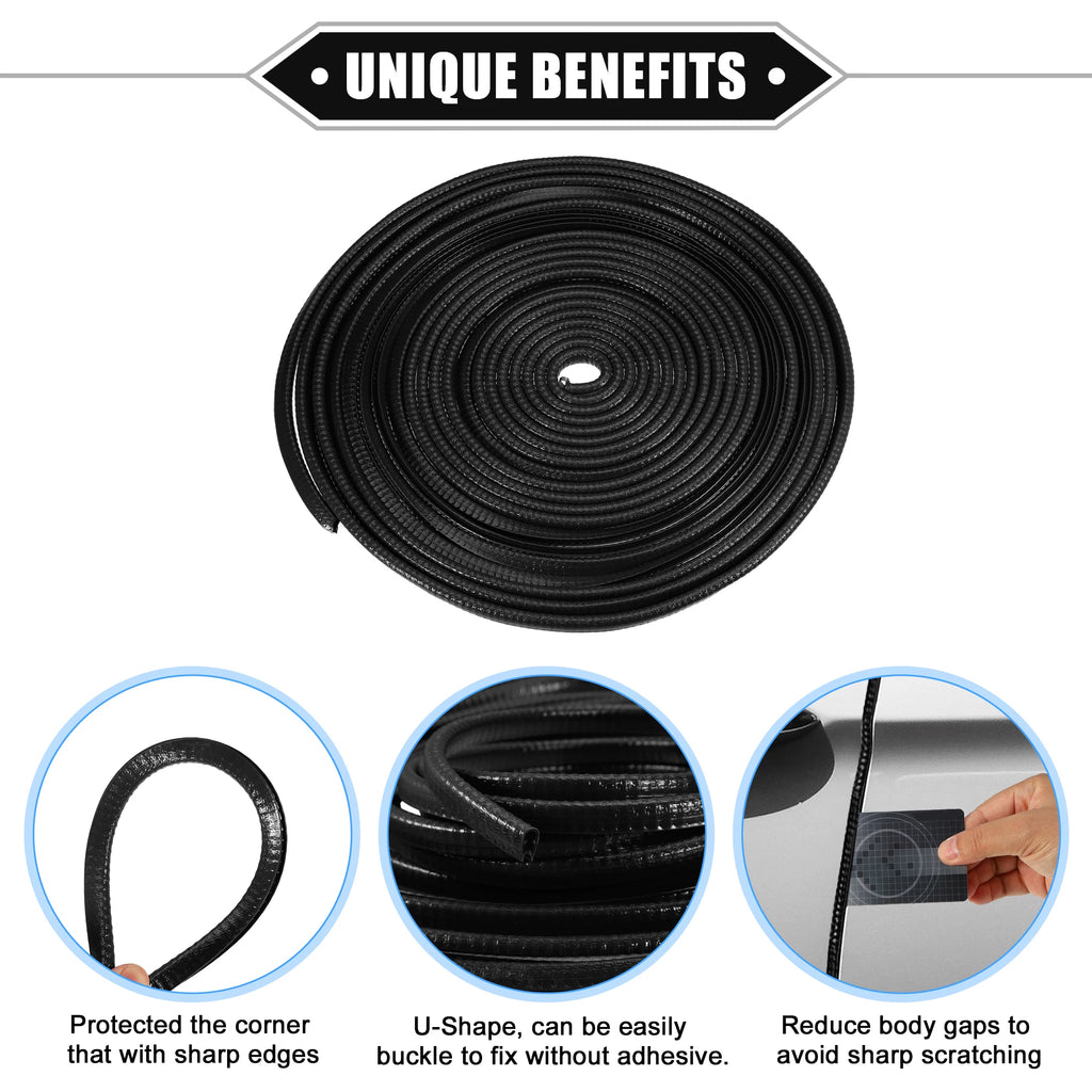 uxcell Car Door Edge Guard U-Shape Rubber Trim Seal Strip, 5m/10m Iron Black