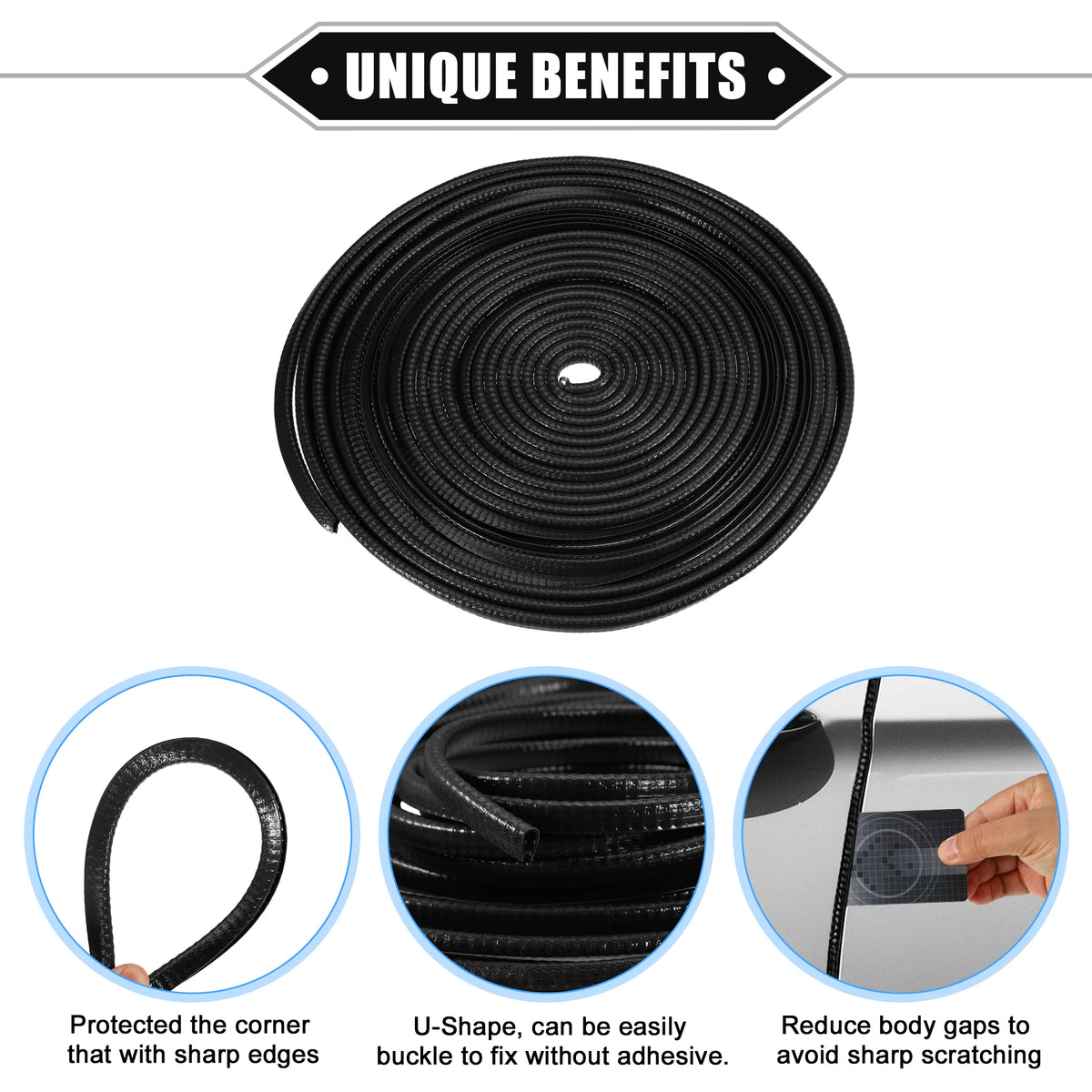 uxcell Car Door Edge Guard U-Shape Rubber Trim Seal Strip, 5m/10m Iron Black