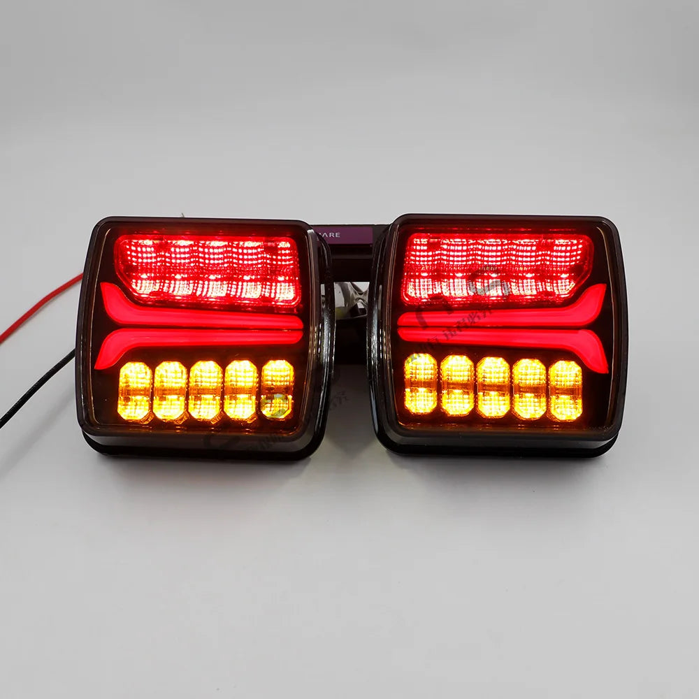 2pcs Waterproof LED Tail Light Rear Turn Signal Rear Fog Indicator License Plate Lamp 12V 24V Car Trailer Truck Boat Lorry Van