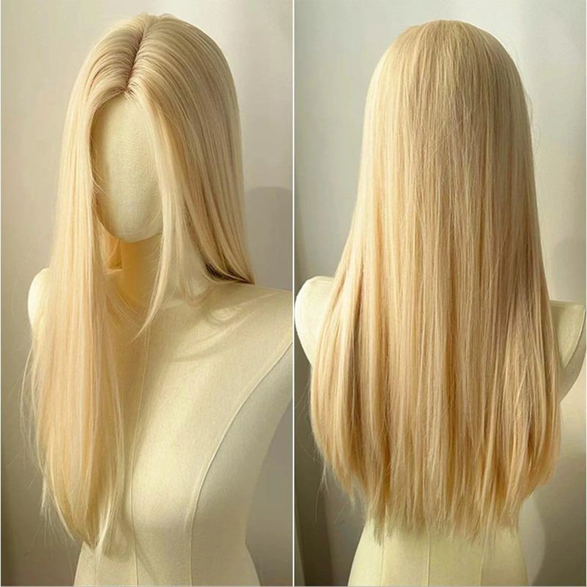 High temperature Fibers for Cosplay Moonlight White Light Blonde Wig 28inch Wig Long Straight Synthetic Wigs