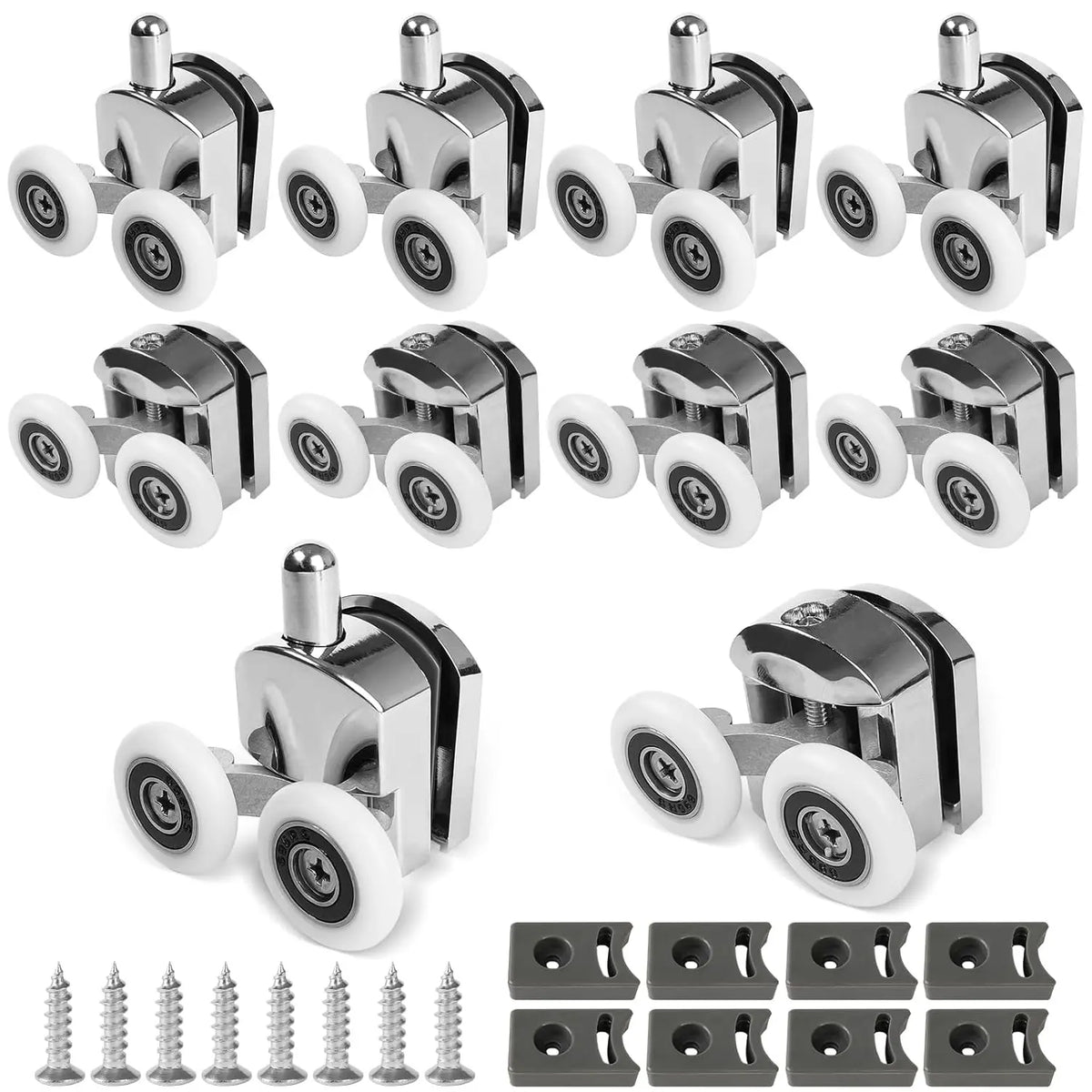 23mm Shower Door Rollers Zinc Alloy Shower Door Wheels Curved Shower Rollers with Anti-Collision Block Bathroom Door Accessories