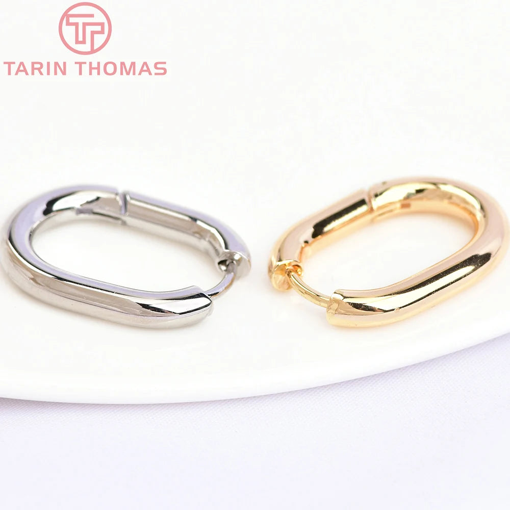 (5562)4PCS 16x20.5MM 24k Gold Color Brass Oval Earrings Hook DIY High Quality Jewelry Making Findings Accessories Wholesale