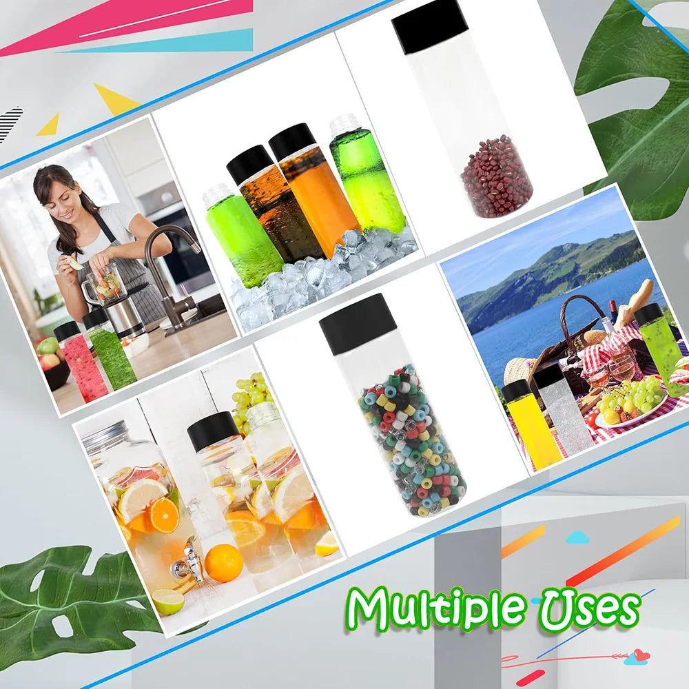 ✨ ‌6/12/24PCS Bulk Empty Plastic Reusable Juice /Water Bottles as Smoothie Bottles for Sensory Crafts and Calming Bottles 400m