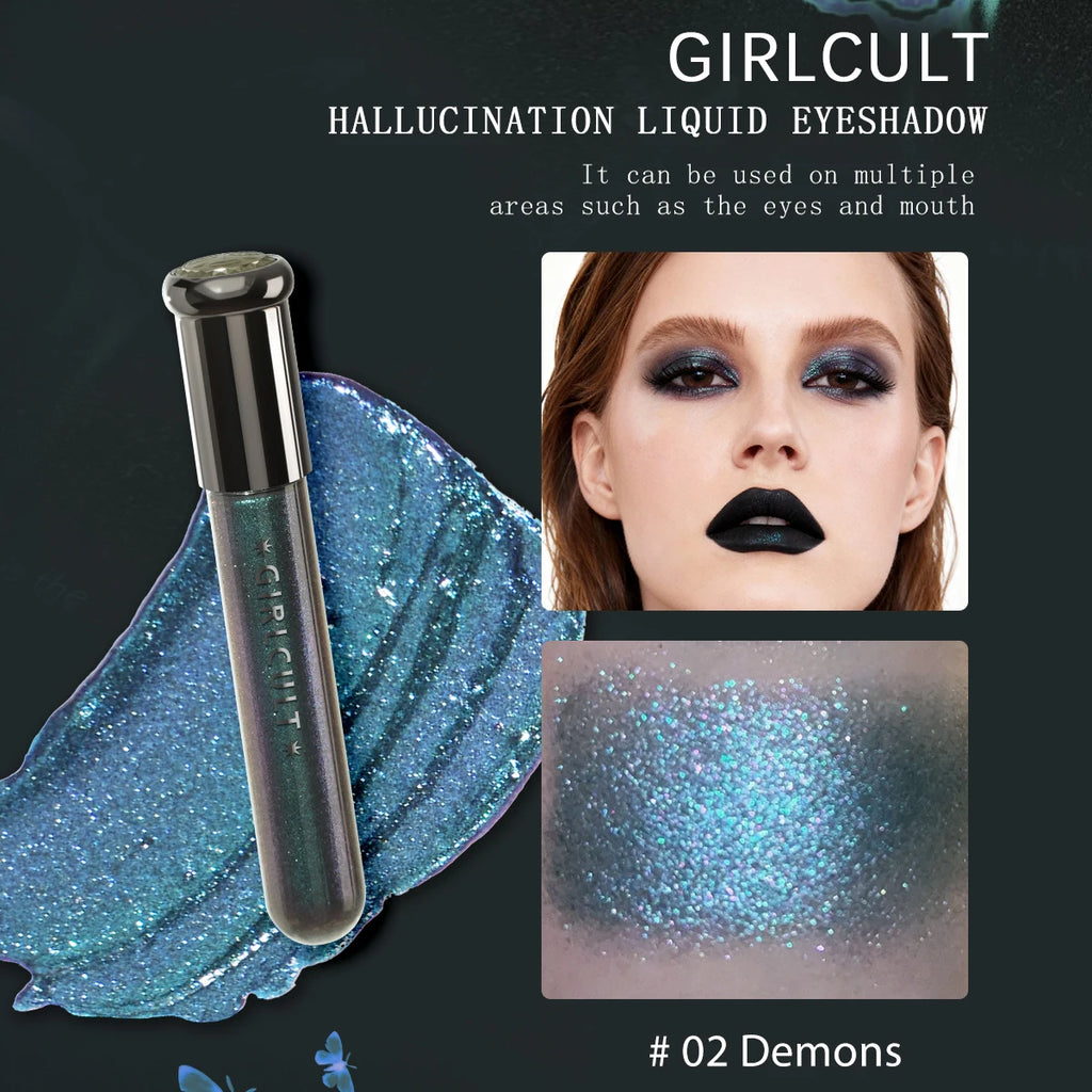Girlcult Hallucination Liquid Eyeshadow,Fine Glitter Particles,Metallic Shine,Iridescent Shift,Eye Highlighting,Creative Makeup