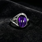 925 Sterling Silver Natural Stone Rings With Amethyst Simple Purple Oval Ring 8*10mm Fine Jewelry Friends Gifts for Women