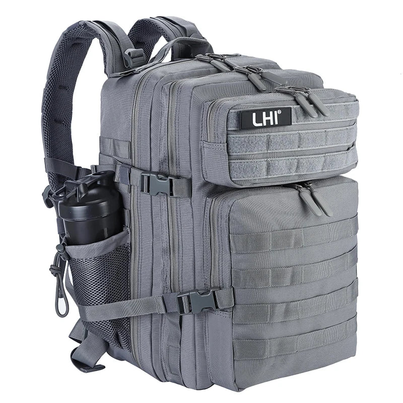 LHI 45L/35L/25L Tactical Backpack for Men and Women Waterproof Athlete Gym Outdoor Bag Travel Hiking Rucksack with Bottle Holder