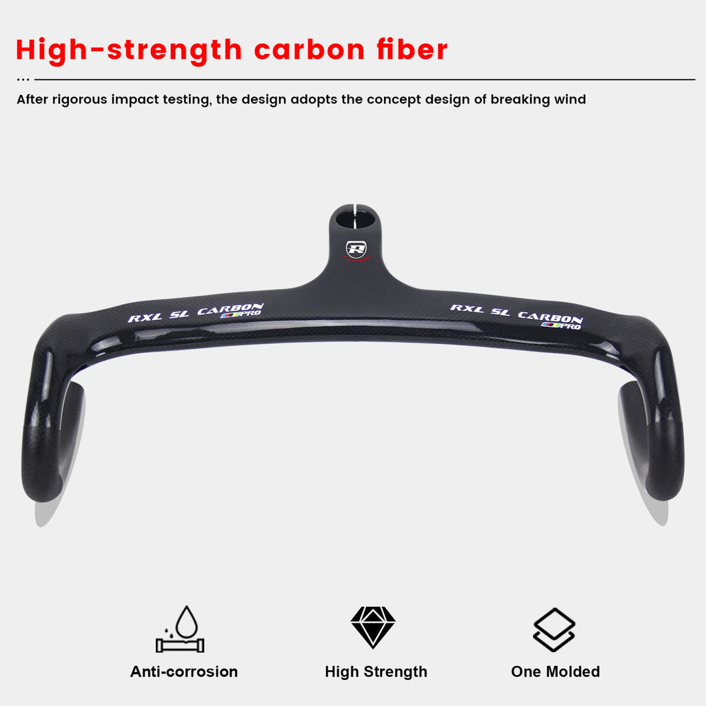 RXL SL Carbon Road Handlebar Integrated Racing Bike Speed 28.6 Black Internal Routing Drop Handle Bars For Bicycle 400/420/440