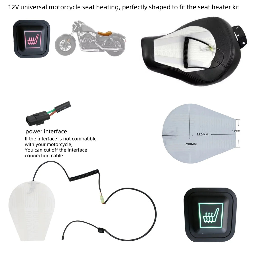 Motorcycle Accessories 12 V Fiber Motorcycle Seat Thermal Winter Heated Pad mat Waterproof Switch Button seat  heating cushions