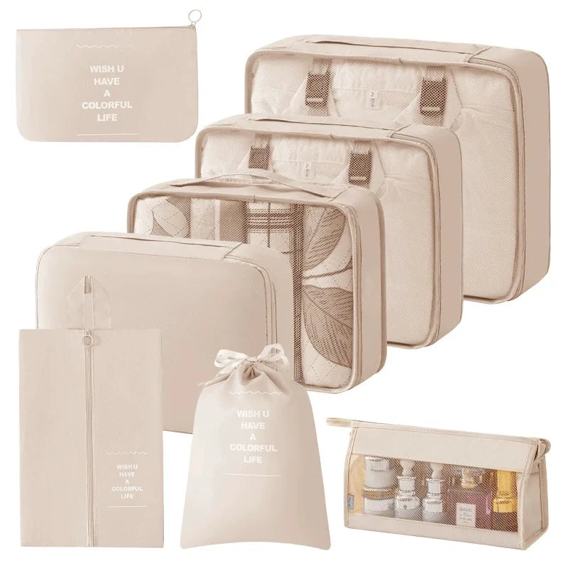 7/8/9/10 Pcs Set Travel Organizer Storage Bags Suitcase Packing Cubes Set Cases Portable Luggage Clothes Shoe Tidy Pouch Folding