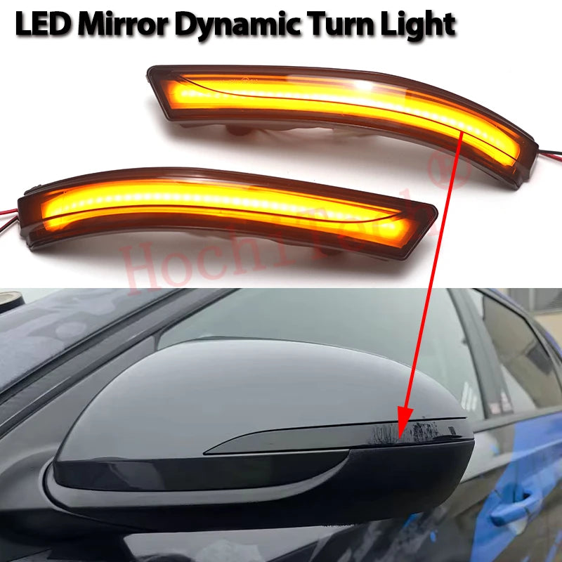 For Hyundai I30 / I30N PD Hatchback 2016-23 Elantra AD GT 16-22 2pcs Flowing Mirror Dynamic LED Turn Signal Light Car Styling