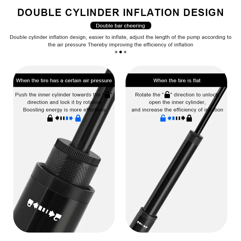 RIDERACE Bicycle Pump With Gauge High-pressure Portable Hand Tire Air Inflator Bike Air Shock Pump Schrader Presta Valve AV FV