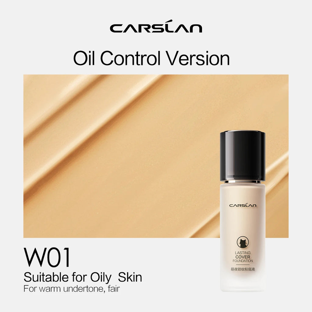 CARSLAN Liquid Foundation Matte Full Coverage Oil Control, Shade 3.0 N01/P01/P02, 23-45ml