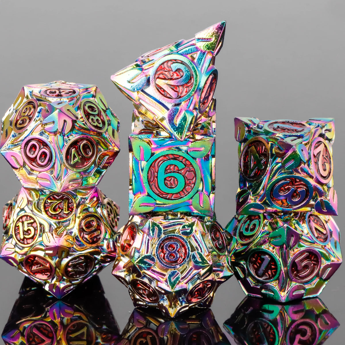 DnD Skull&Dragon Metal Dice Set, Metal Sharp Edge Dice for Dungeons and Dragons, Polyhedral Dice for Table Games, Dnd Metal Dice