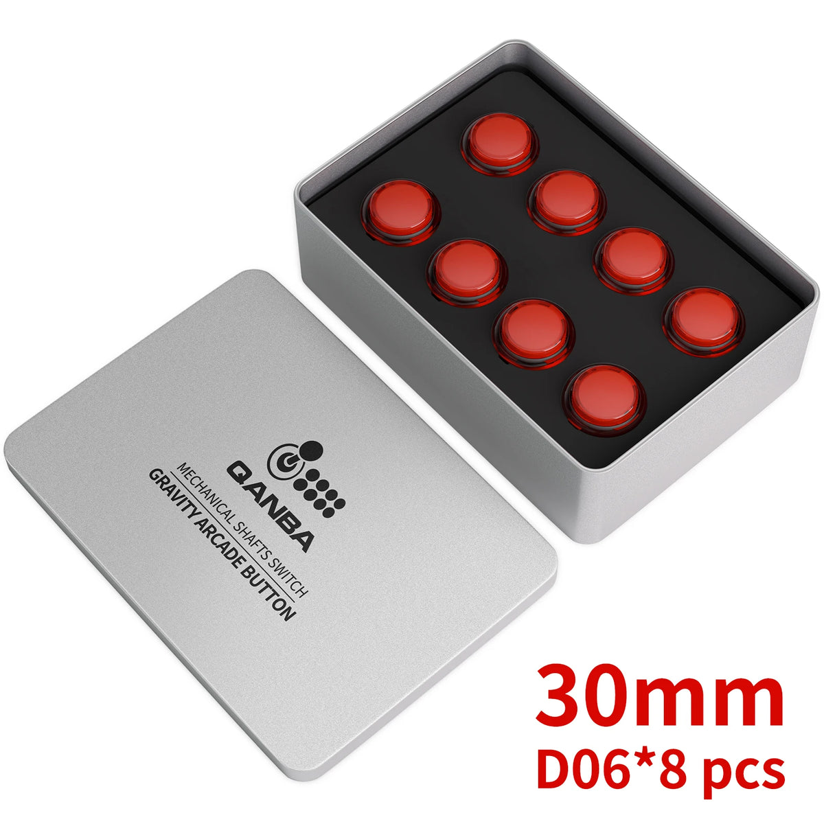 QANBA Gravity KS Arcade buttons Mechanical Shafts Silent Pushbutton 30mm 24mm Snap-In Arcade sticks DIY parts  (Boxed）