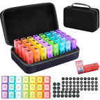Monthly Pill Organizer Hard Case, 32 Compartments, 3 Times a Day, Black/Blue/Butterfly