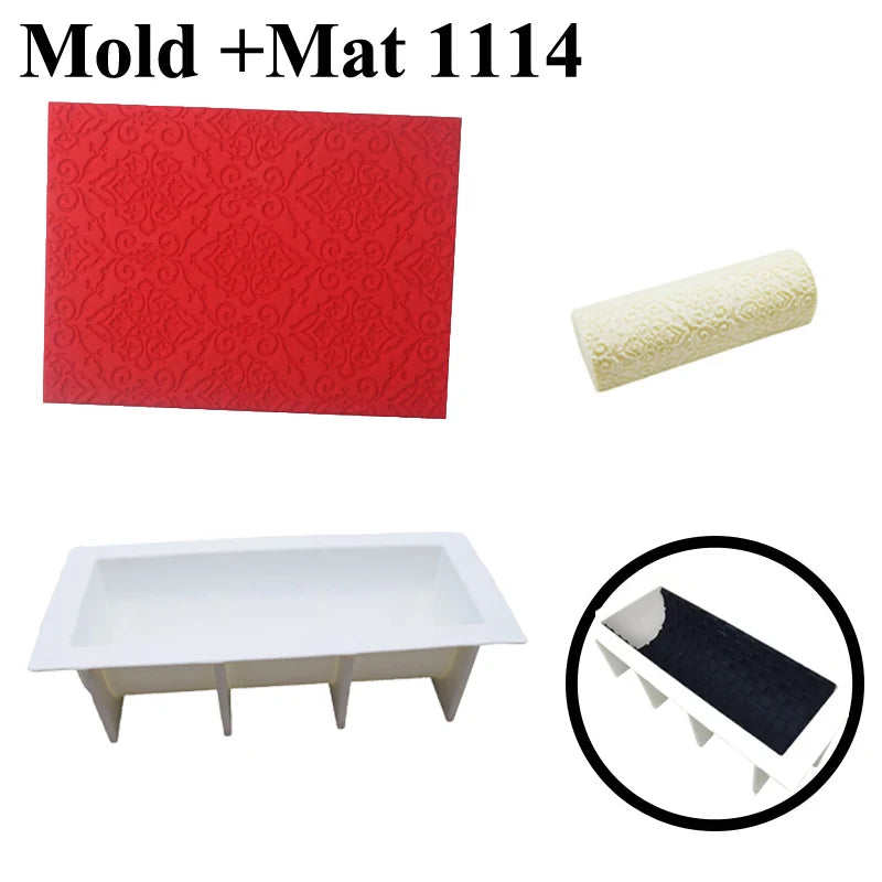 Meibum Silicone Baking Mats Set Cake Decorating Tools Veins Mat Fondant Moulds Mousse Cake Molds Dessert Bakeware Pastry Pan