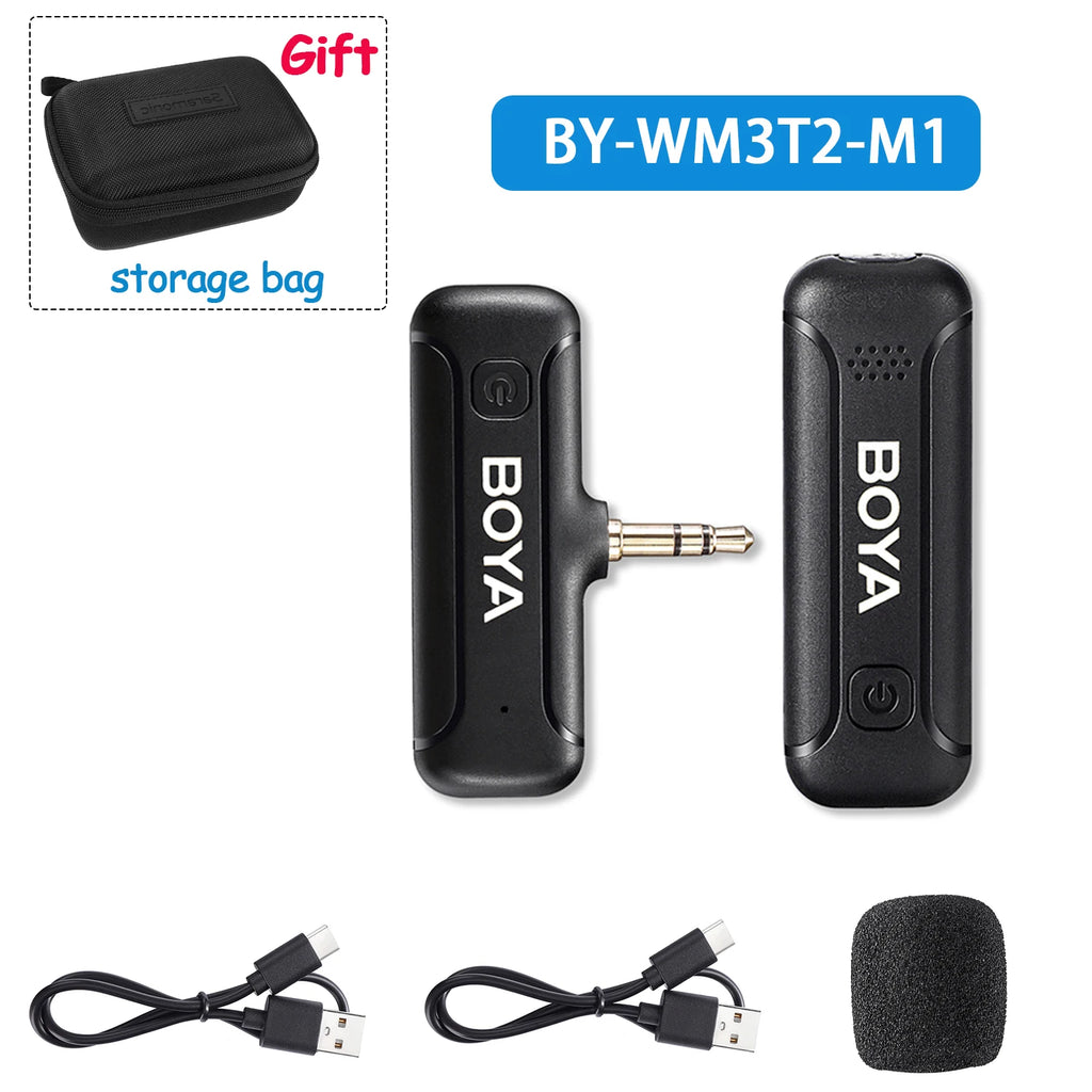 BOYA BY-WM3T2 Professional Wireless Lavalier Lapel Microphone Portable Audio Video Recording for iphone Android Live Broadcast