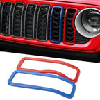 for Jeep Wrangler JL Gladiator JT 2024 2025 Car Front Grill Rings Frame Grille Inserts Cover Trim Exterior Accessories