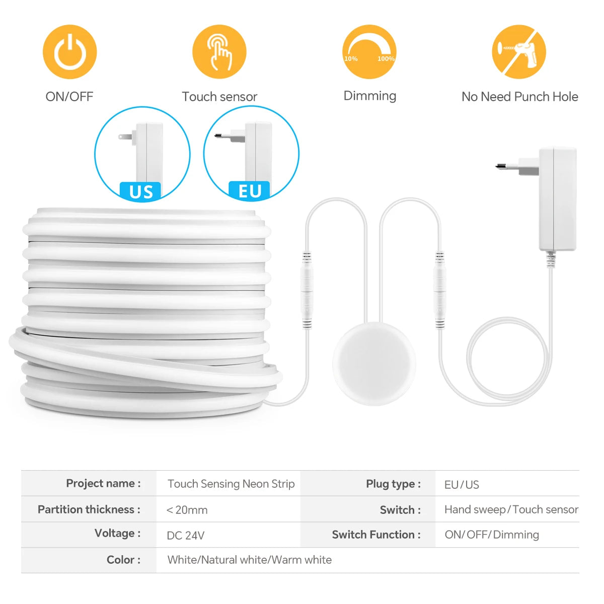 Self-Adhesive COB LED Under Cabinet Lamp Kitchen Light Touch Dimmable Silica Gel Neon Lights Tape 2m 3m 5m 10m Decor Lighting