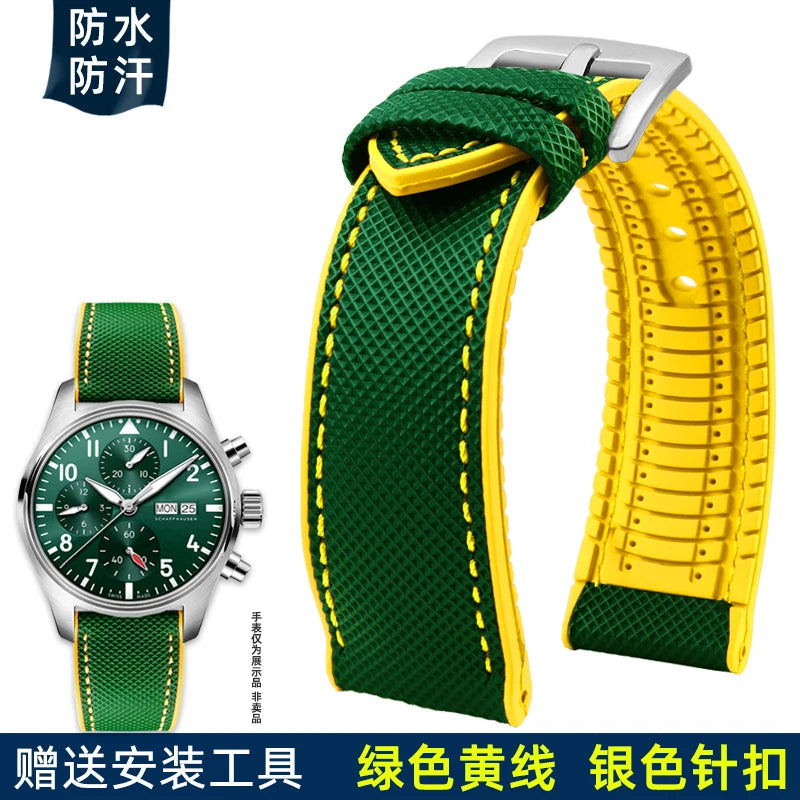 for IWC Pilot Mark 18 Portuguese Tudor Breitling Nylon Rubber Bottom Watch Strap Watchband 19mm 20mm 21mm 22mm 23mm 24mm