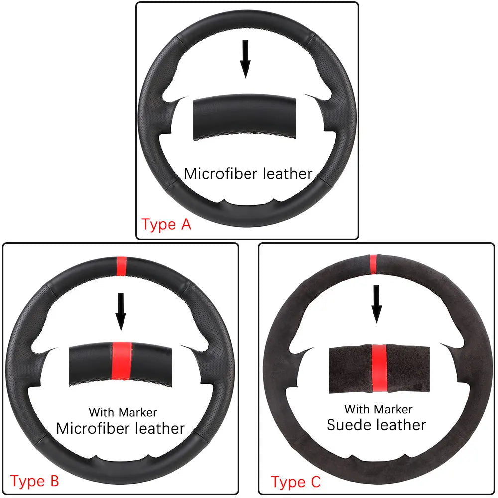 Custom For Mercedes Benz W176 W246 A-Class C-Class W204 C117 C218 X218 W212 C207 Car Steering Wheel Cover Microfiber Leather