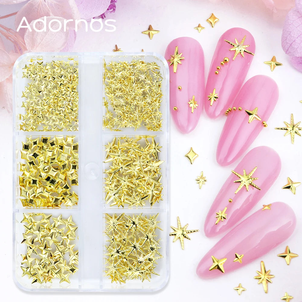 180 pcs/box Shooting Star Metal Rivets Nail Art Accessories 3D Awn Star Rhinestones For Nail Charms Jewelry Nail Art DIY Crafts
